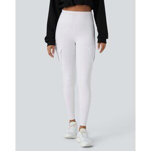 Halara High Waisted Cargo Pocket Skinny Yoga Leggings Sz XL Tall White Womens